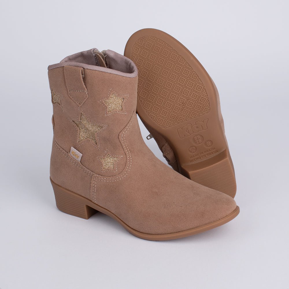 Bota Infantil Menina Kidy Estrelas Dourado Bege - Kidy Calçados - Botas, Coturnos e Galochas