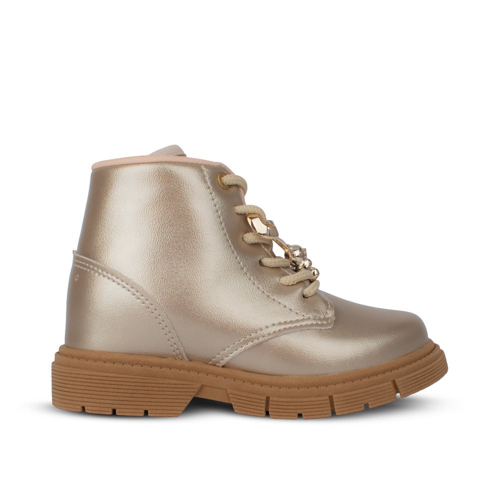 Bota Infantil Menina Kidy Fashion Baby Dourada Delicada Confortável - Kidy Calçados - 