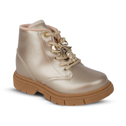 Bota Infantil Menina Kidy Fashion Baby Dourada Delicada Confortável - Kidy Calçados - 