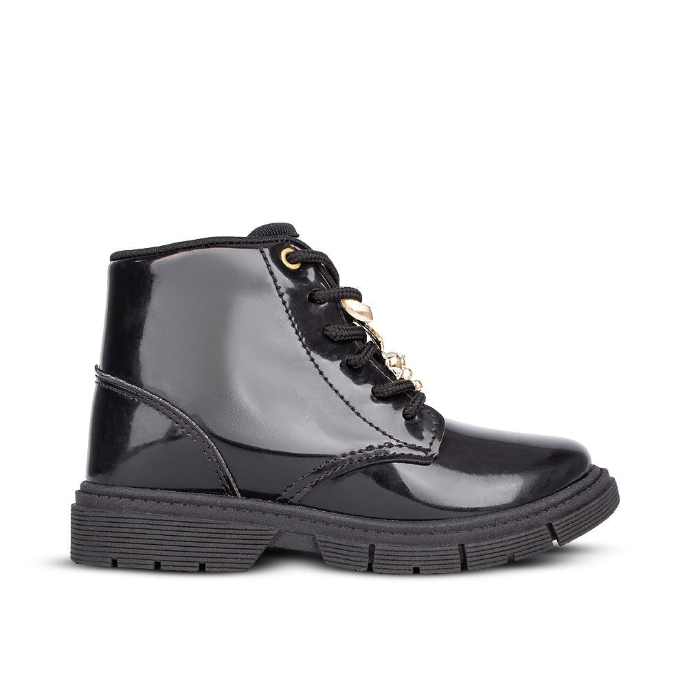 Bota Infantil Menina Kidy Fashion Baby Verniz Preta Estilosa - Kidy Calçados - 