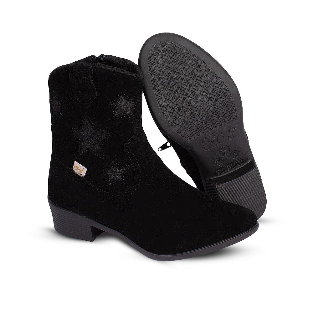 Bota Infantil Menina Kidy Folk Boho Estrelas Preto Cano Alto - Kidy Calçados - Botas, Coturnos e Galochas