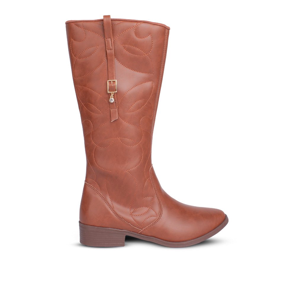 Bota Infantil Menina Kidy Montaria Canela Cano Alto Fivela Inverno - Kidy Calçados - 
