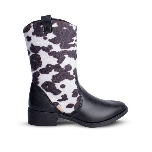 Bota Infantil Menina Kidy Montaria Infantil Preta Animal Print Cano Alto - Kidy Calçados - 