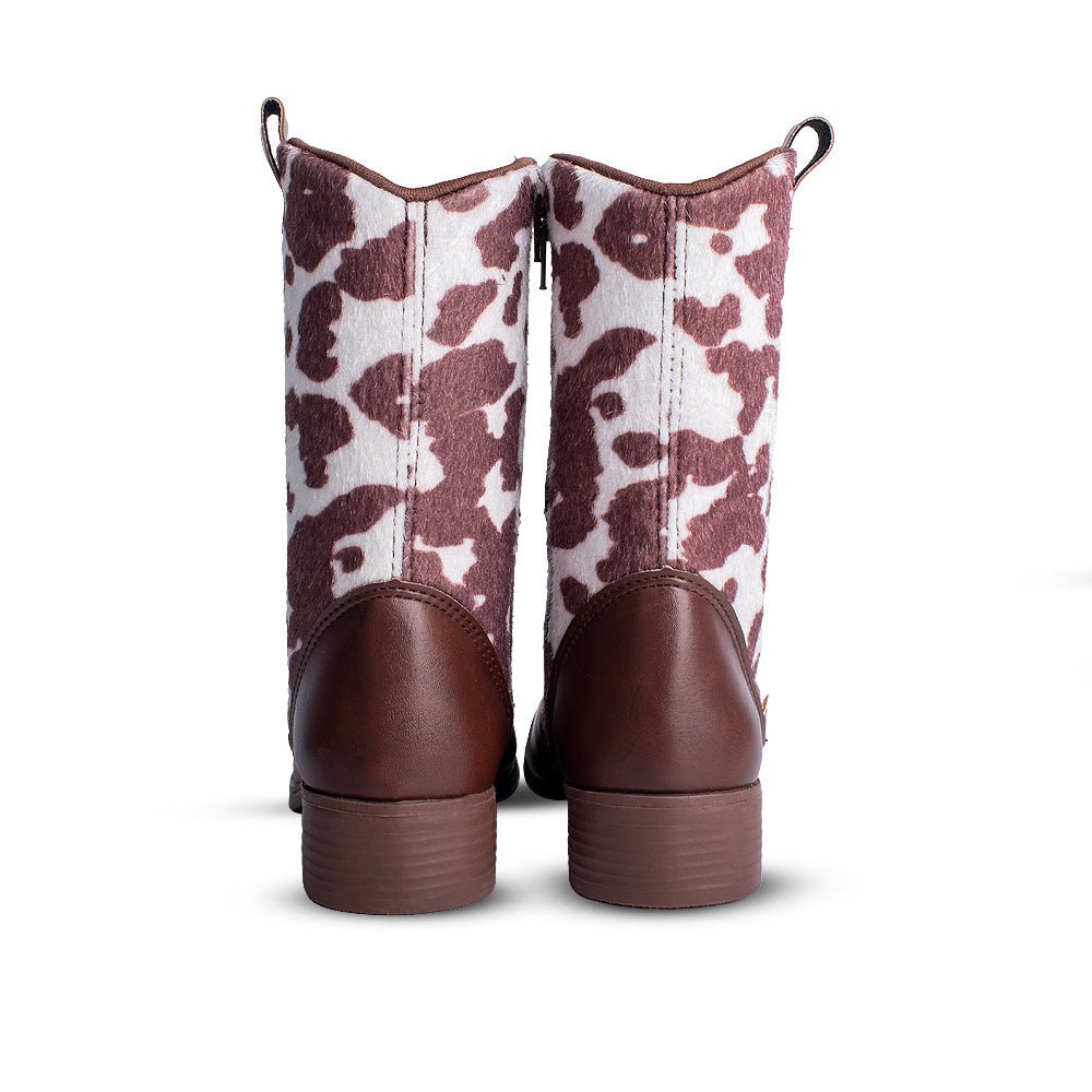 Bota Infantil Menina Kidy Montaria Marrom Animal Print e Cano Alto - Kidy Calçados - 