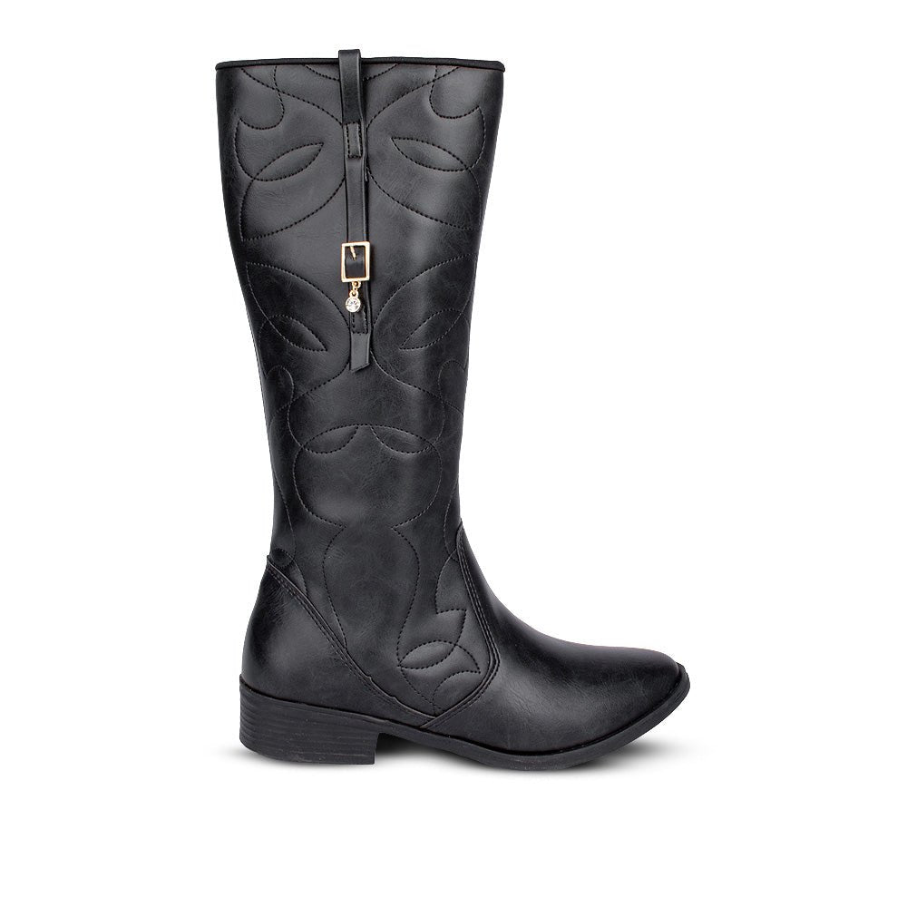 Bota Infantil Menina Kidy Montaria Preta Cano Alto Fivela Inverno - Kidy Calçados - 