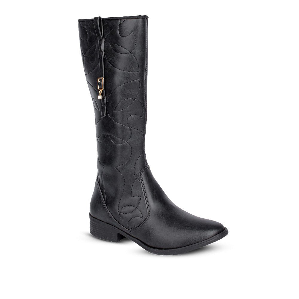 Bota Infantil Menina Kidy Montaria Preta Cano Alto Fivela Inverno - Kidy Calçados - 