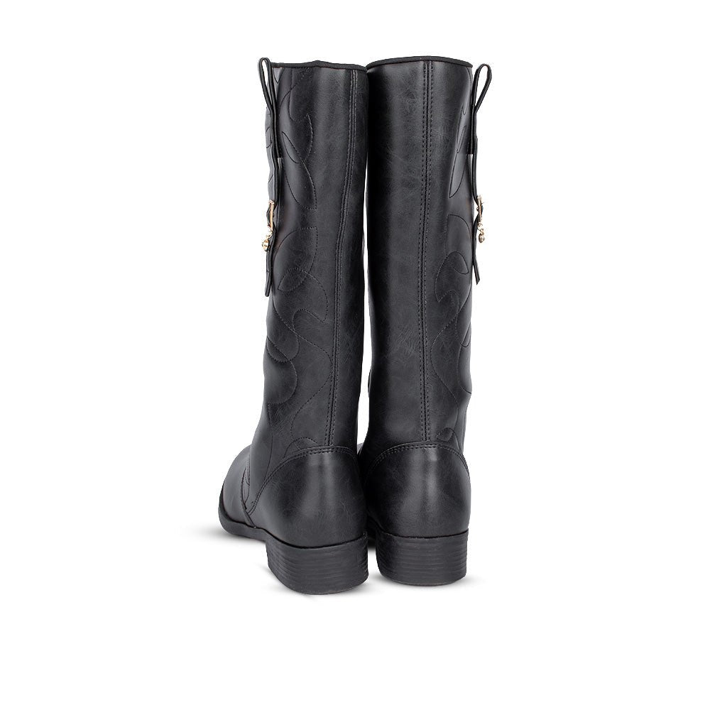 Bota Infantil Menina Kidy Montaria Preta Cano Alto Fivela Inverno - Kidy Calçados - 