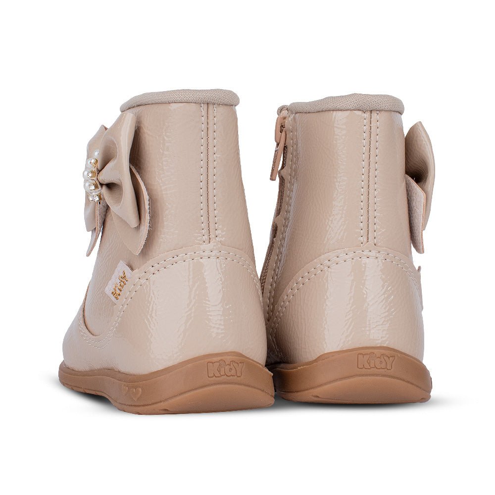 Bota Infantil Menina Kidy Soft Baby Marfim Laço Delicada - Kidy Calçados - 