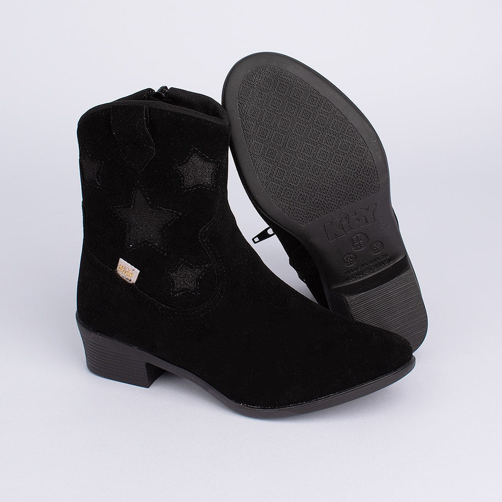 Bota Menina Infantil Kidy Folk Boho Estrelas Preto - Kidy Calçados - Botas, Coturnos e Galochas