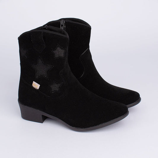 Bota Menina Infantil Kidy Folk Boho Estrelas Preto - Kidy Calçados - Botas, Coturnos e Galochas