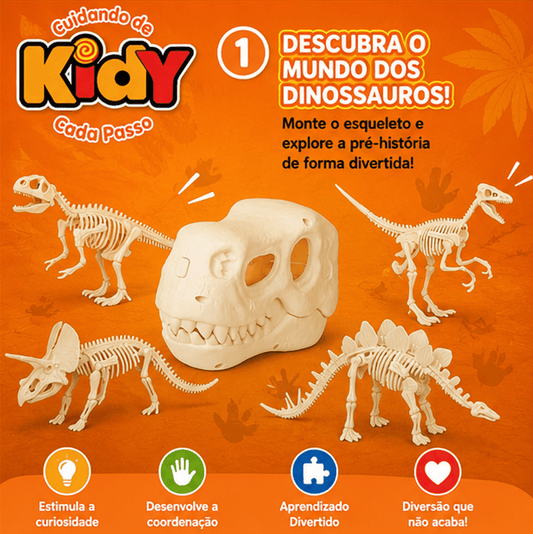 Brinquedo cabeça de dinossauro fóssil com Dinos surpresa - Kidy Calçados - 