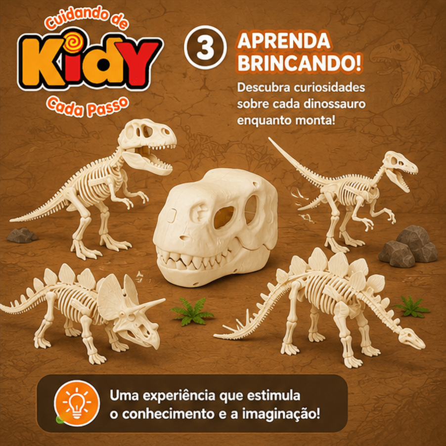 Brinquedo cabeça de dinossauro fóssil com Dinos surpresa - Kidy Calçados - 