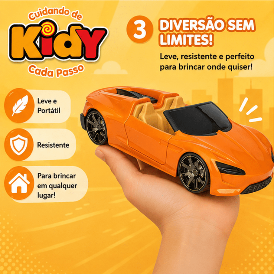 Brinquedo Carro Laranja New Viper Grande - Kidy Calçados - 