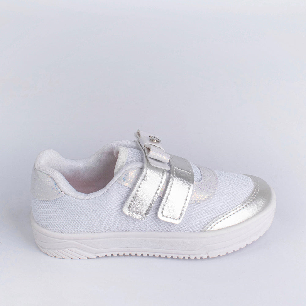 Tênis Menina Kidy Happy Branco e Prata