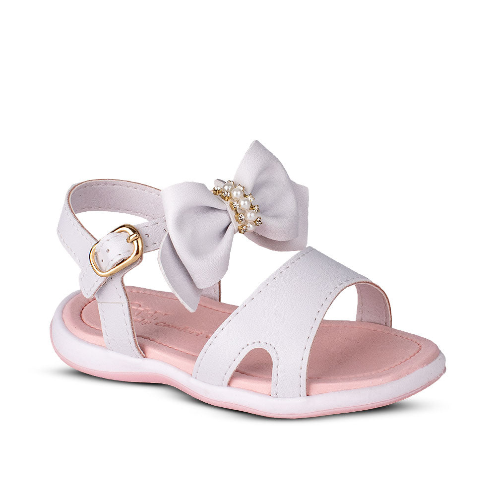 Sandália Infantil Menina Kidy Baby Equilíbrio Branca com Laço