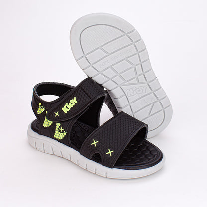 Sandália Menino Infantil Kidy Toys Preto Gelo e Amarelo