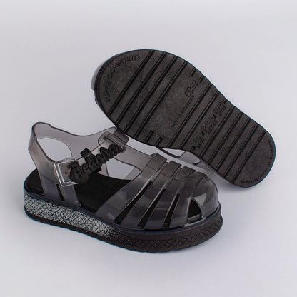 Sandália Infantil  Menina Kidy Gloss Belinha Preto Conforto e Estilo