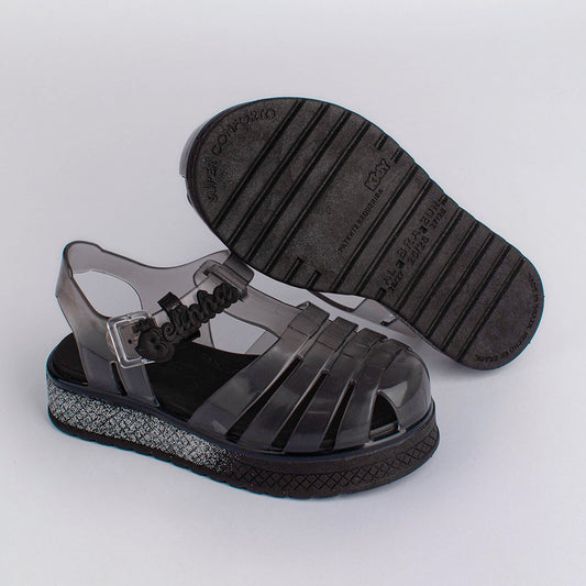 Sandália Infantil  Menina Kidy Gloss Belinha Preto Conforto e Estilo