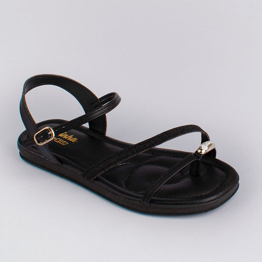 Rasteira Menina Kidy Flat Preto