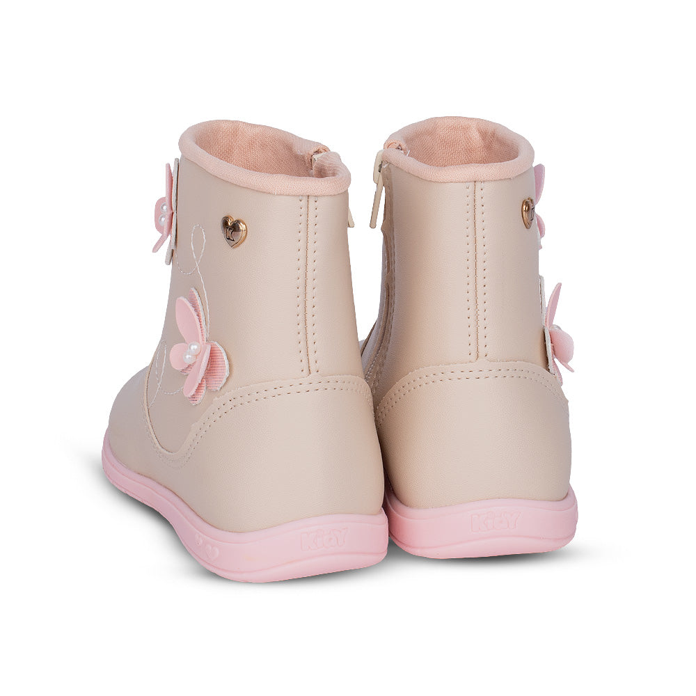 Bota Infantil Menina Kidy Soft Borboletas Marfim Delicada Conforto