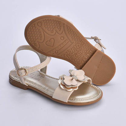Sandália Menina Kidy Amar Comfort Marfim Ouro