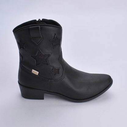 BOTA INFANTIL MENINA CANO MÉDIO KIDY FOLK PRETO