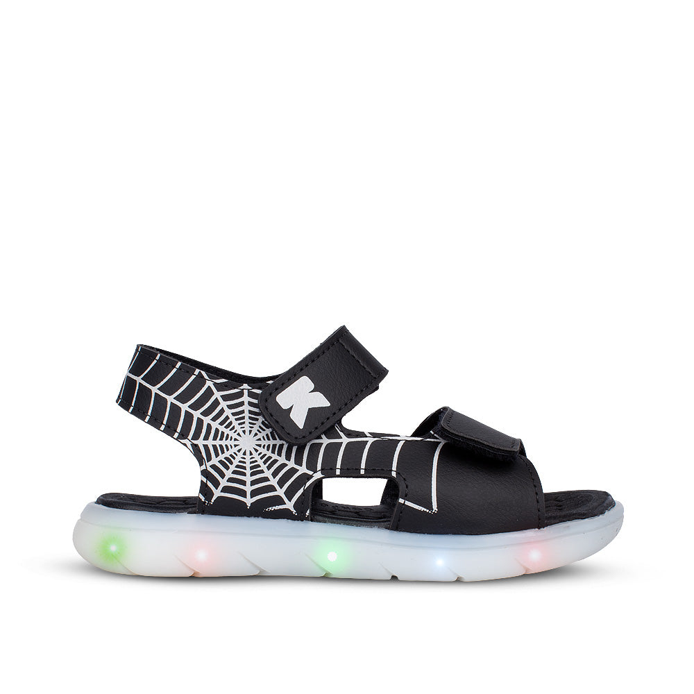 Sandália Infantil Menino Kidy Flex Light Preta Led Velcro Pisca Pisca