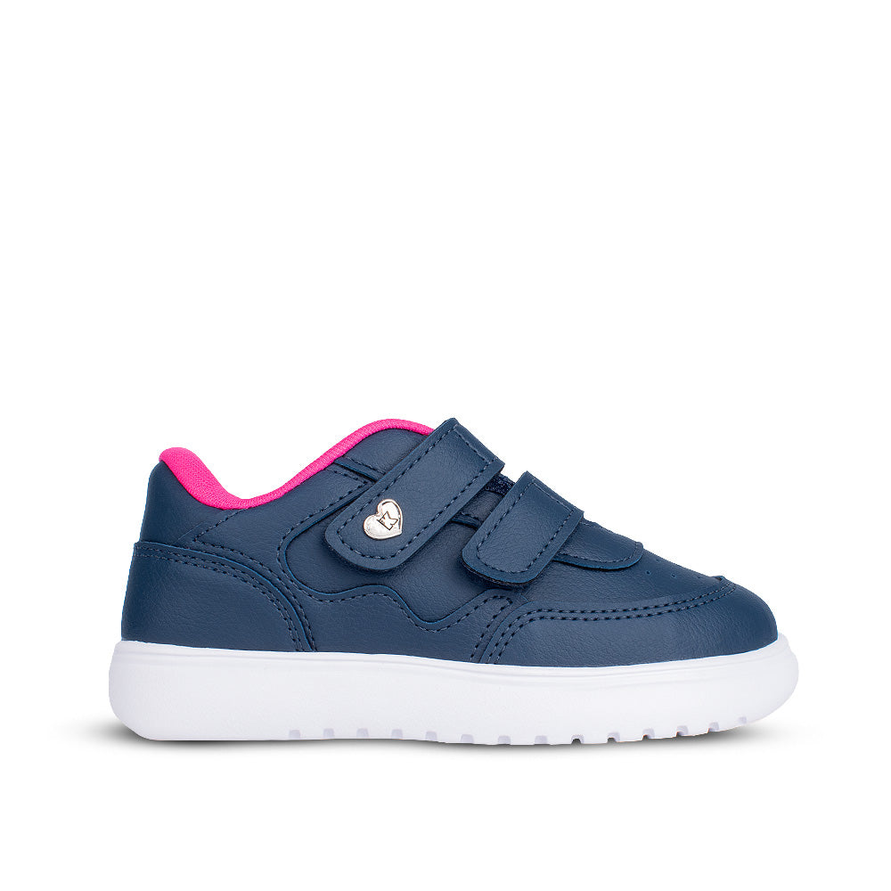 Tênis Infantil Menina Kidy Soft Marinho/Pink Casual Fecho Duplo e Conforto