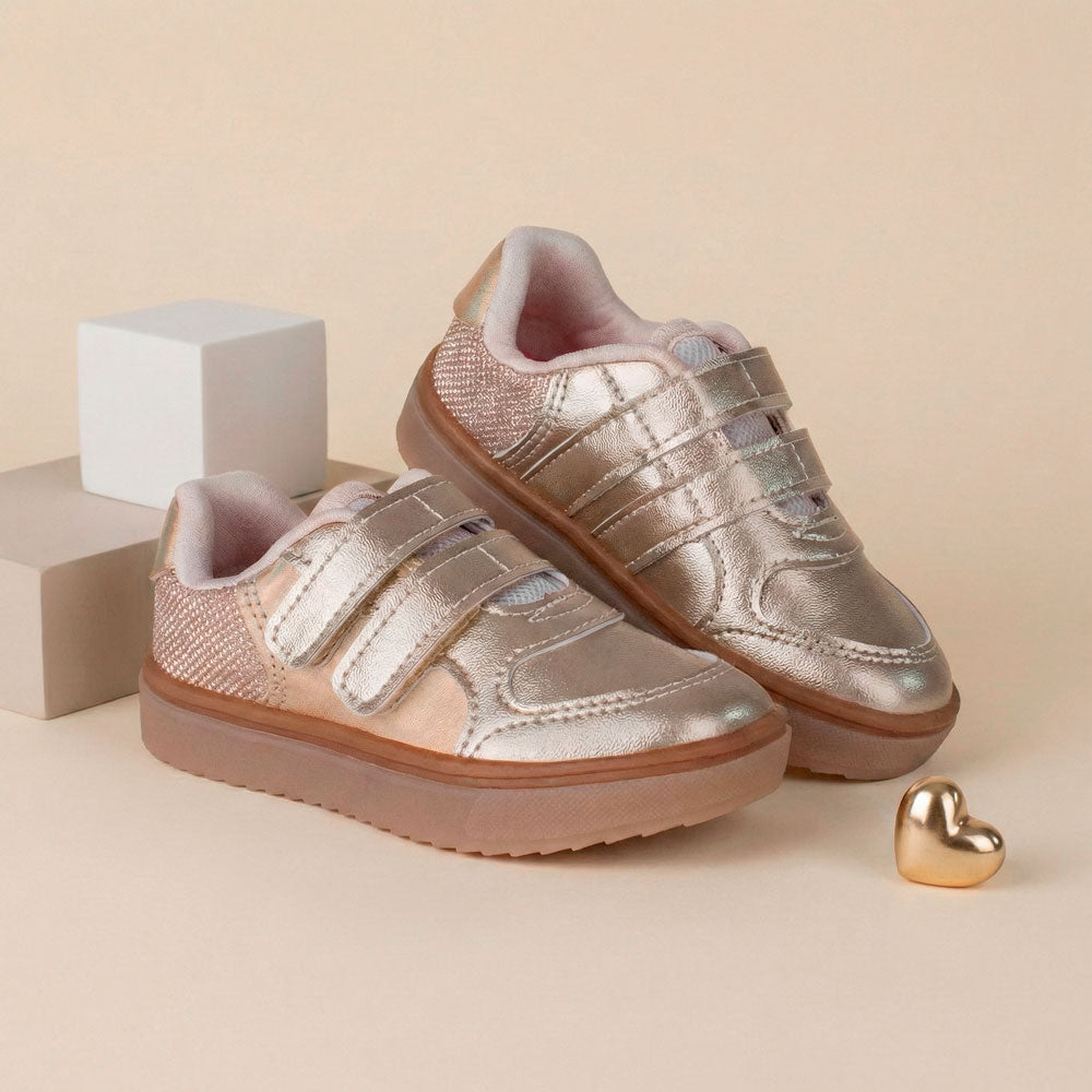 Tênis Infantil Feminino Kidy Happy Ouro Conforto Delicado