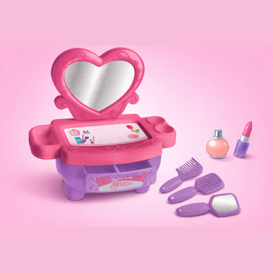 Brinquedo Penteadeira Infantil Cantinho da Beleza Rosa e Roxa - Kidy