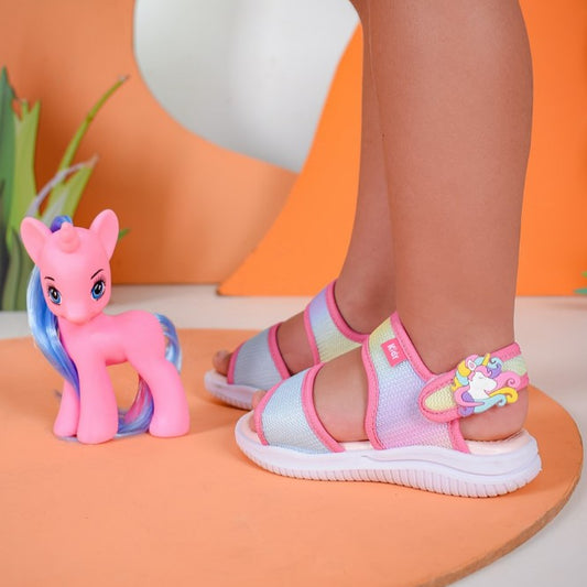 Sandália Menina Infantil Kidy Fly Baby Marinho e Rosa