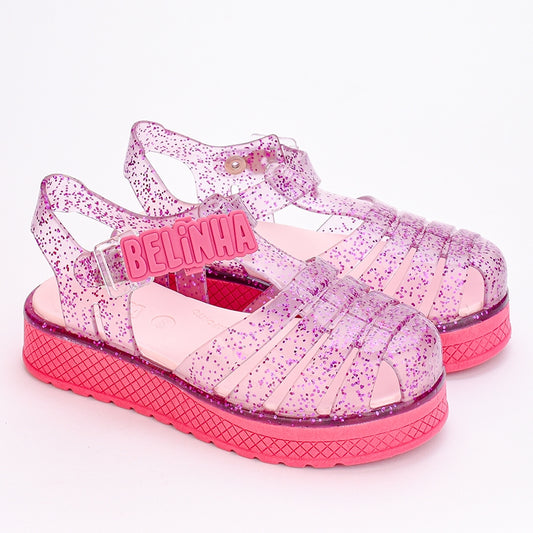 Sandália Infantil Menina Belinha Kidy Gloss PINK/GLITER