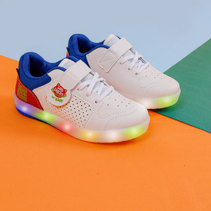 TÊNIS INFANTIL MENINO LED KIDY HYPE GALACTICO BRANCO/AZUL