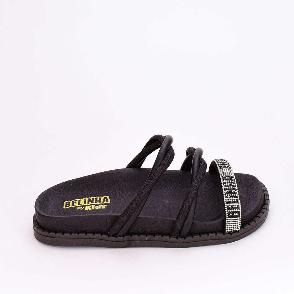 Sandália Menina Papete Birken Infantil Fashion Belinha Preto