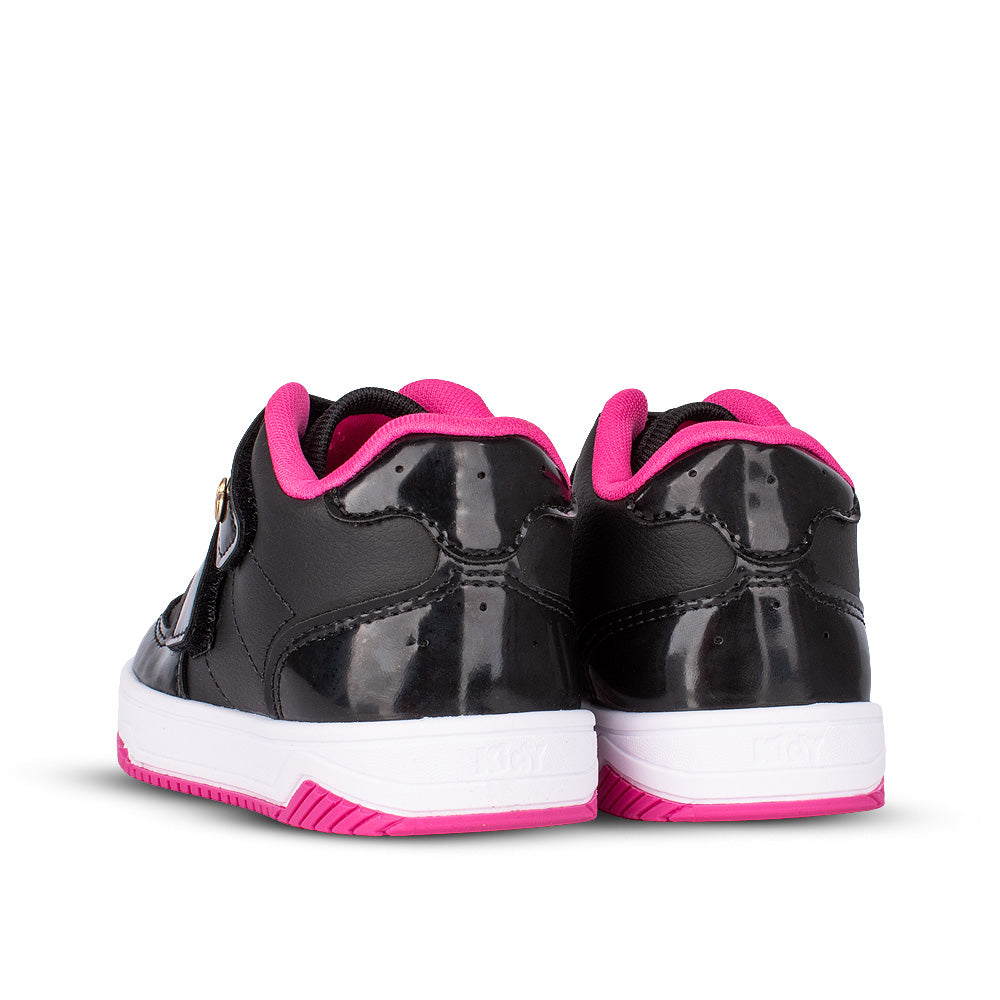 Tênis Infantil Menina Kidy Happy Preto e Pink Velcro Duplo 22 ao 27