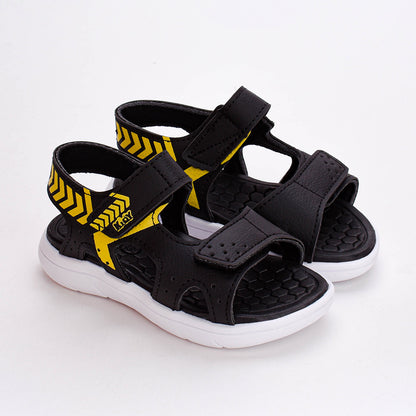 Sandália Infantil Kidy Toys Baby Com Brinquedo Preto Amarelo