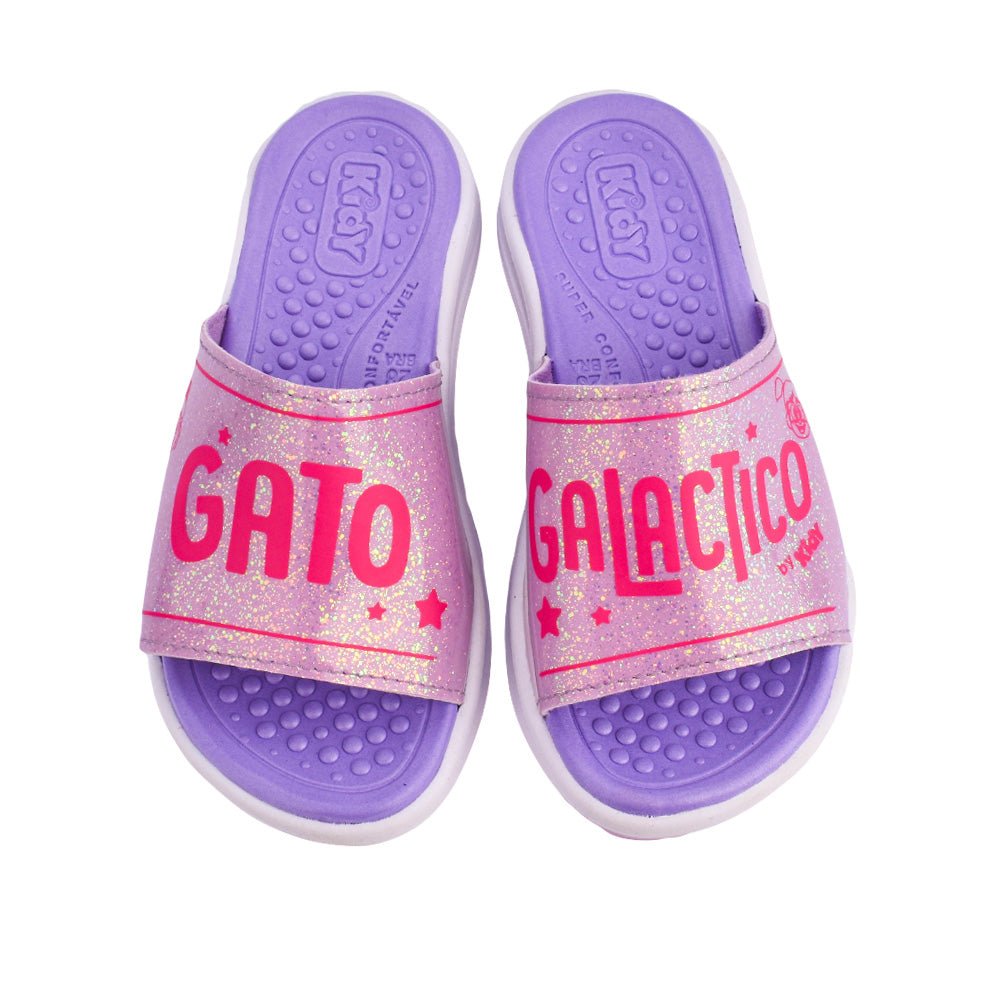 Chinelo Infantil Menina Kidy Gato Galáctico Lilás Confortável - Kidy Calçados - Sandália e Papete