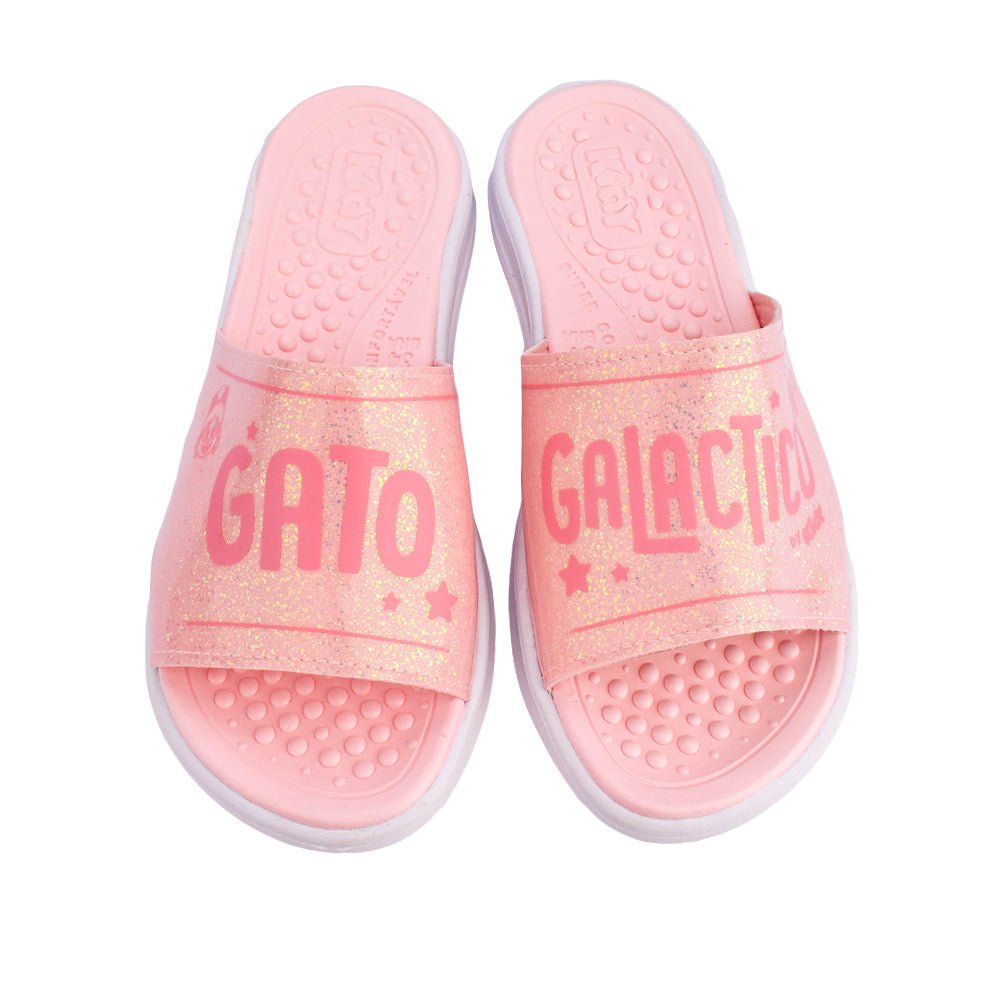Chinelo Infantil Menina Kidy Gato Galáctico Rosa Confortável - Kidy Calçados - Sandália e Papete