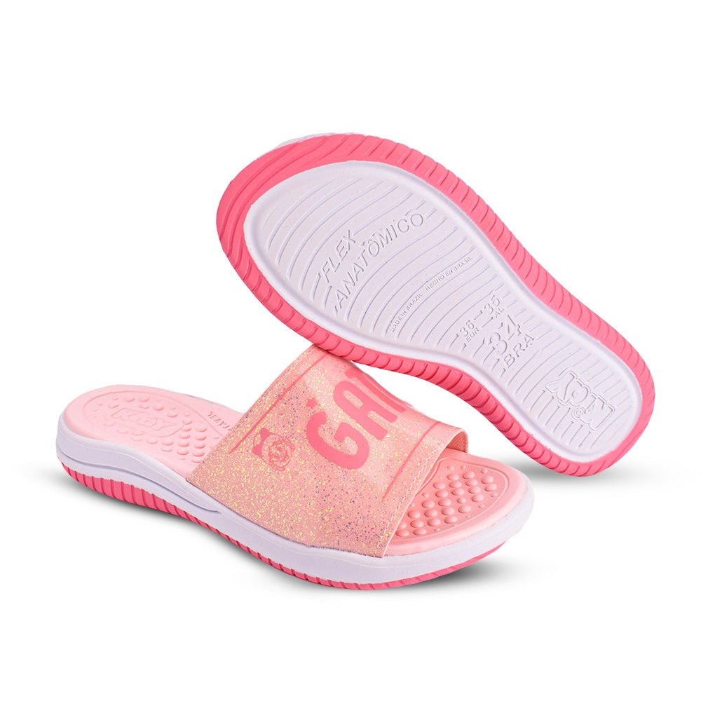 Chinelo Infantil Menina Kidy Gato Galáctico Rosa Confortável - Kidy Calçados - Sandália e Papete