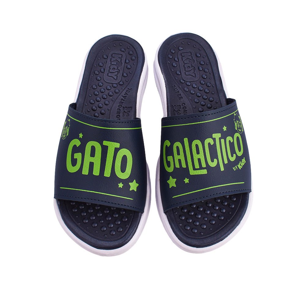 Chinelo Infantil Menino Kidy Gato Galáctico Azul Marinho Confortável - Kidy Calçados - Sandália e Papete