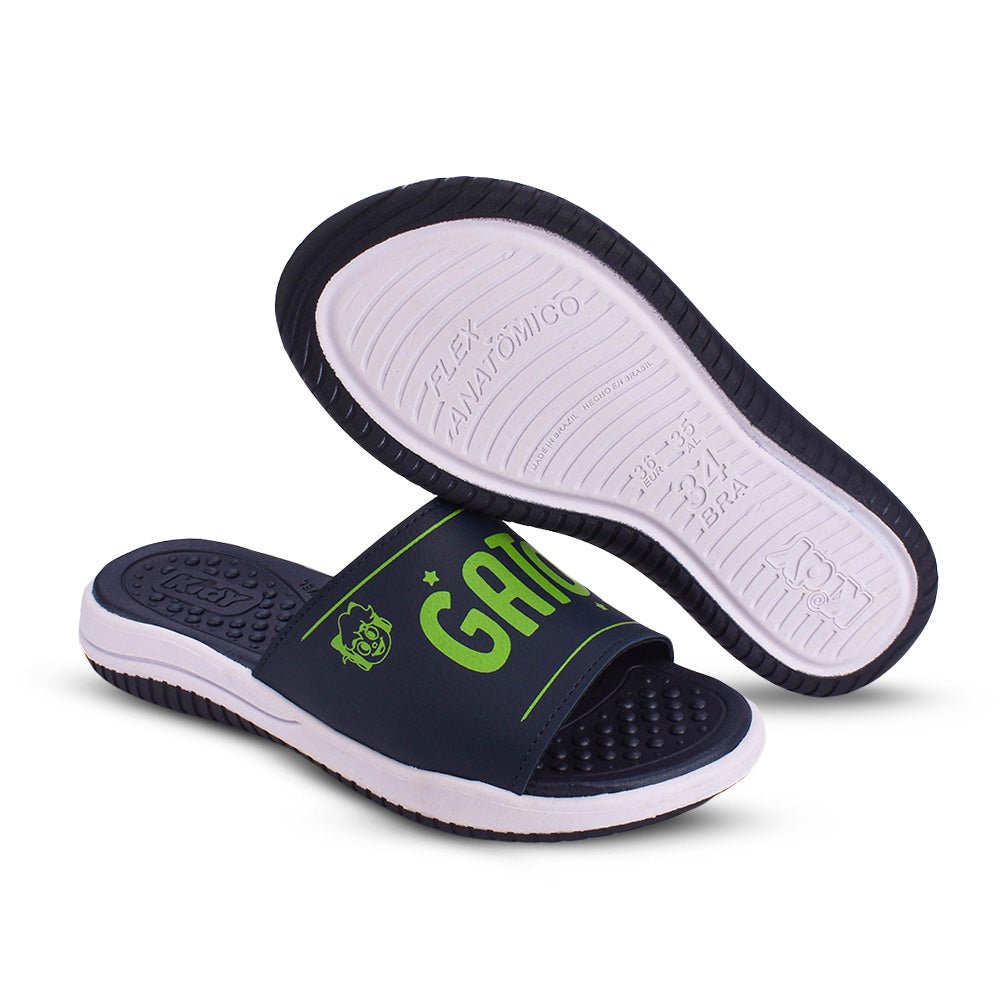 Chinelo Infantil Menino Kidy Gato Galáctico Azul Marinho Confortável - Kidy Calçados - Sandália e Papete
