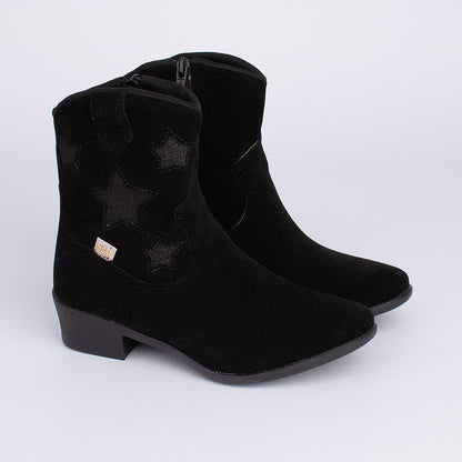 Bota Menina Infantil Kidy Folk Boho Estrelas Preto