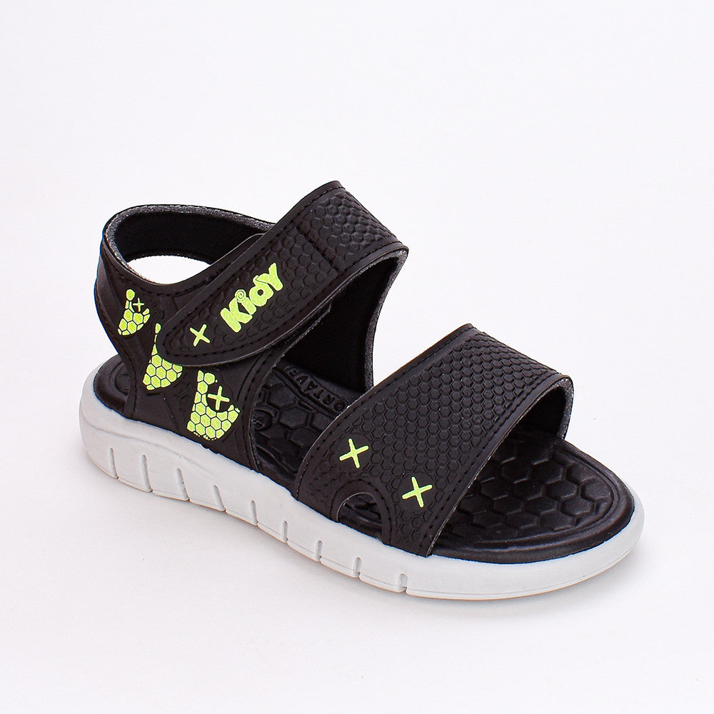 Sandália Menino Infantil Kidy Toys Preto Gelo e Amarelo