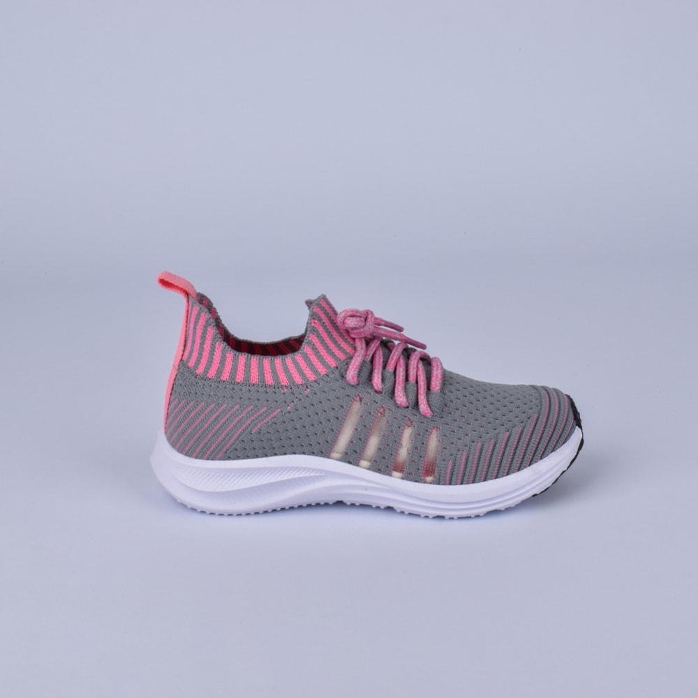 Tênis Infantil Menina Kidy Energy Respitec Cinza/Rosa Respirável e Confortável