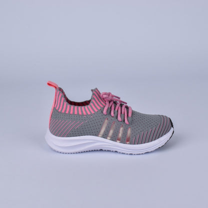 Tênis Infantil Menina Kidy Energy Respitec Cinza/Rosa Respirável e Confortável