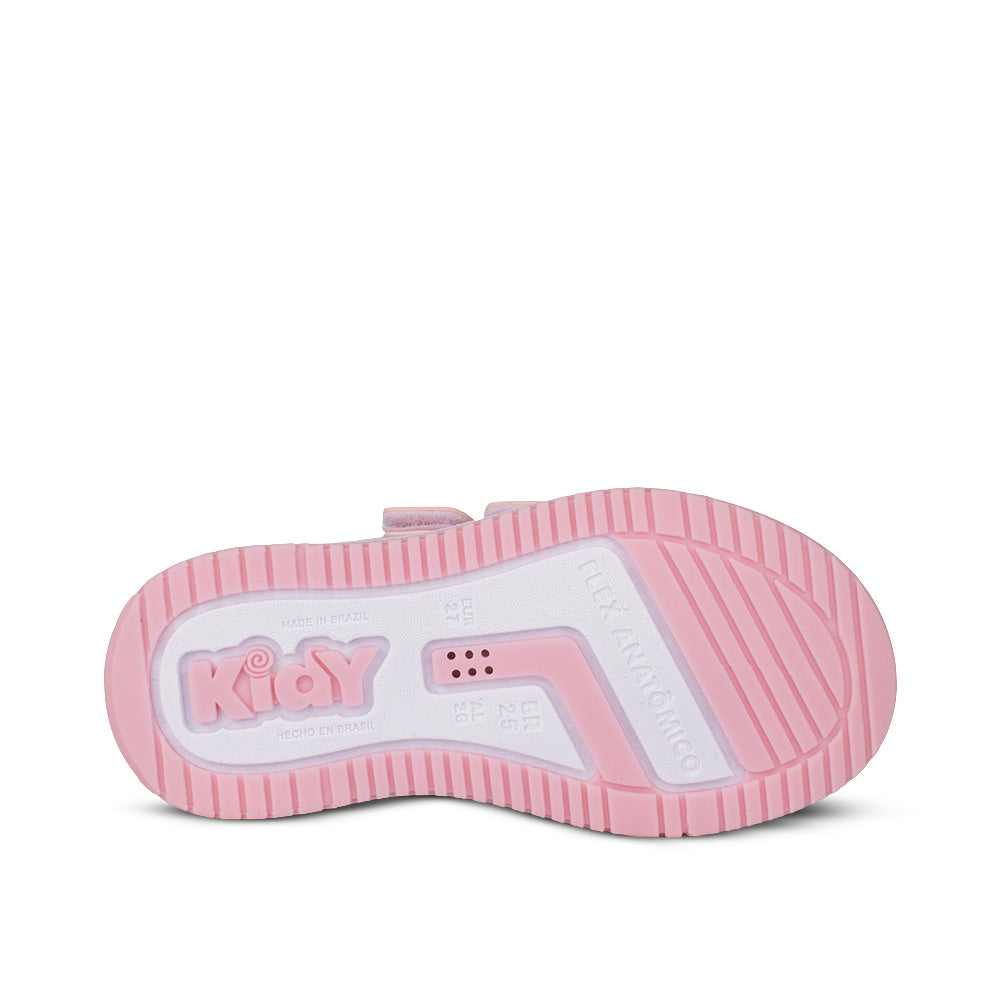 Tênis Infantil Menina Kidy Happy Nude Com Velcro Duplo Confortável e Versátil