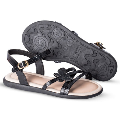Sandália Kidy Cristal Preto com Acessório de Cabelo