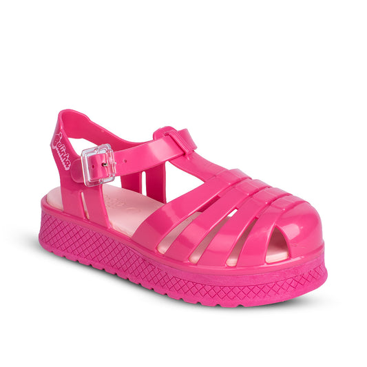Sandália Infantil Menina Kidy Gloss Pink Leve Brilhante Fivela de Ajuste
