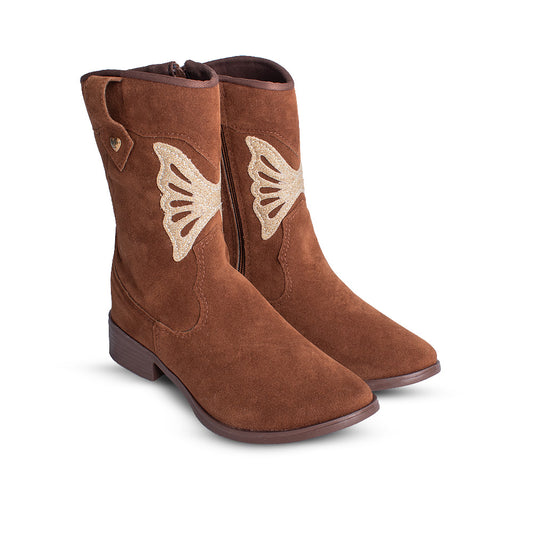 Bota Infantil Menina Kidy Montaria Caramelo Borboleta Inverno