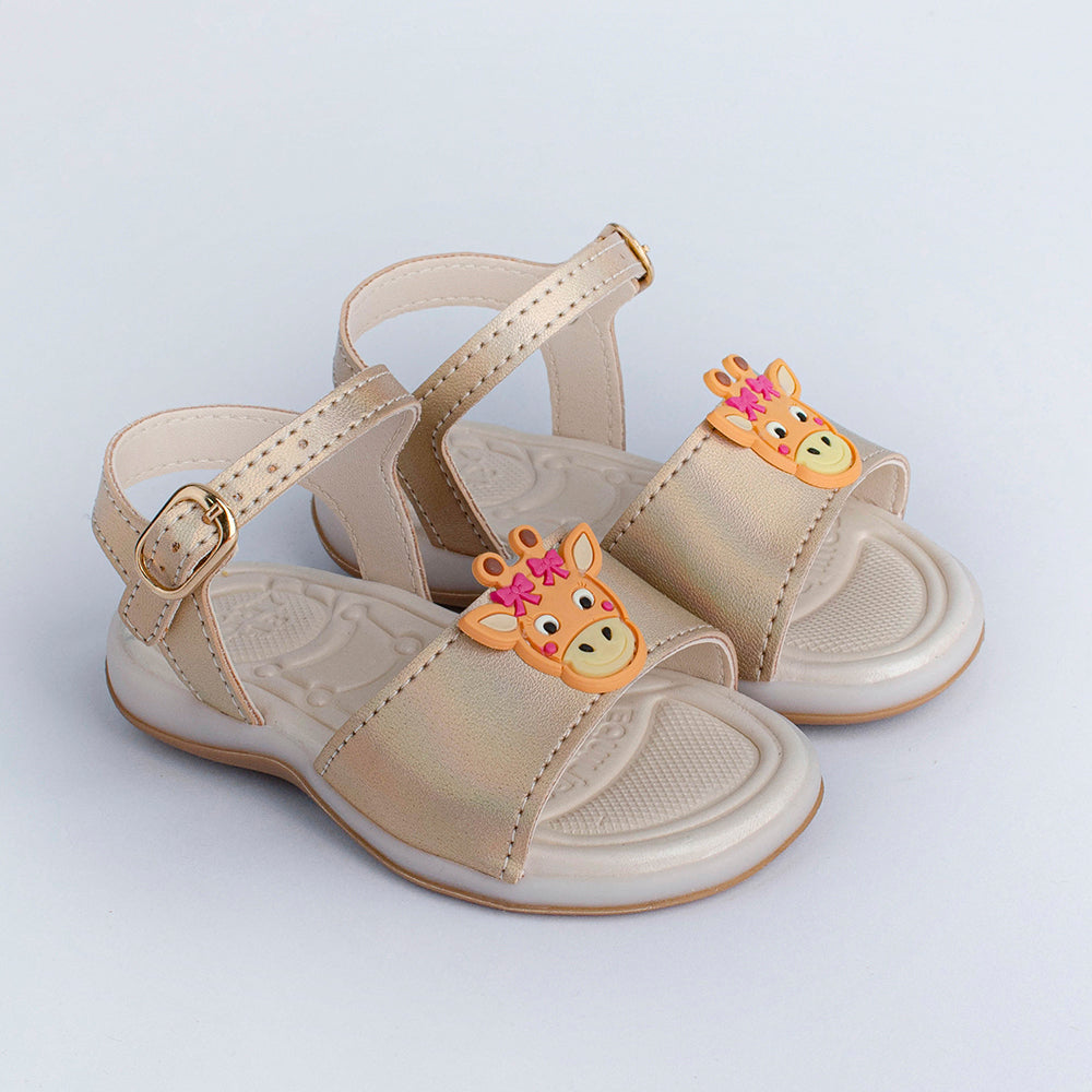 Sandália Infantil Menina Kidy Baby Equilíbrio Ouro Confortável e Segura